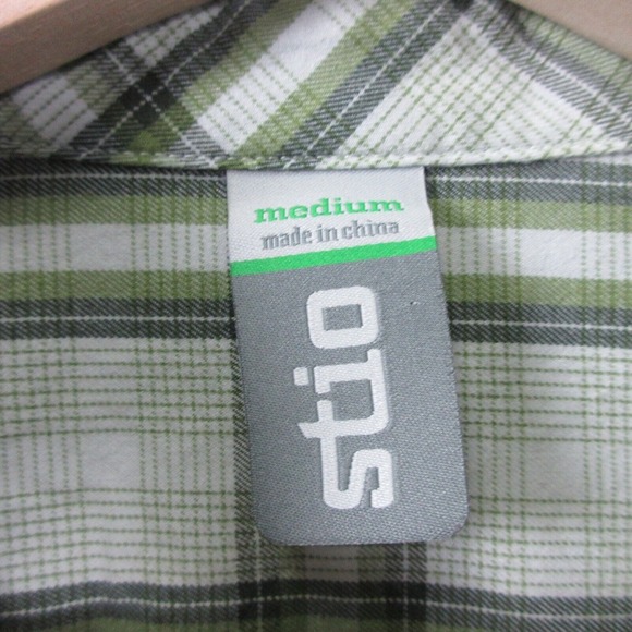 Stio Flannel Pearl Snap Button Down Shirt Men M Green Plaid Western 330 - Picture 3 of 10